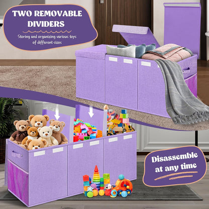 Extra Large Toy Box with Lids, Collapsible Storage Bin, 38"x16"x14",Black