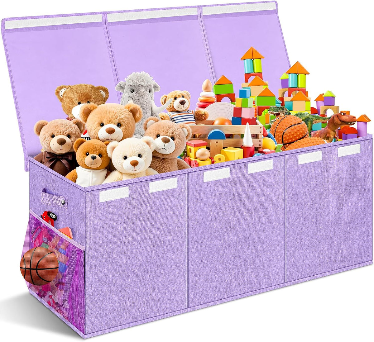 Extra Large Toy Box with Lids, Collapsible Storage Bin, 38"x16"x14",Black