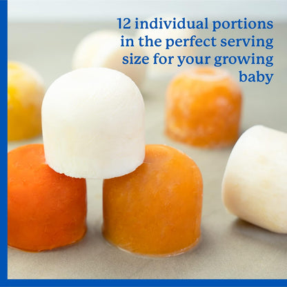 Baby Food Storage Container, 12 Portions x 2.5oz - BPA Free Silicone Freezer Tray with Clip-On Lid for Breast Milk Storage, Homemade Baby Food, Vegetable & Fruit Purees - Blue