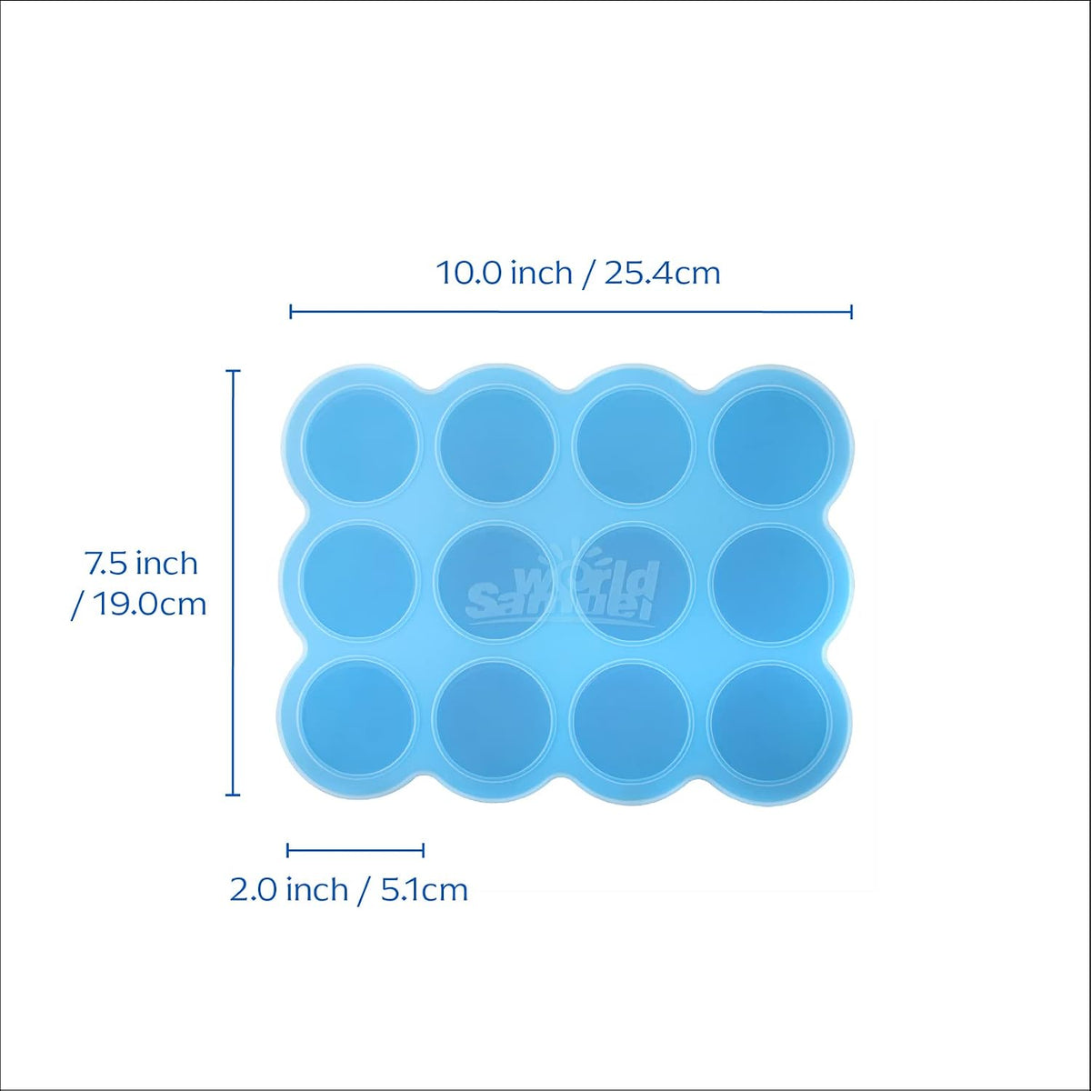 Baby Food Storage Container, 12 Portions x 2.5oz - BPA Free Silicone Freezer Tray with Clip-On Lid for Breast Milk Storage, Homemade Baby Food, Vegetable & Fruit Purees - Blue
