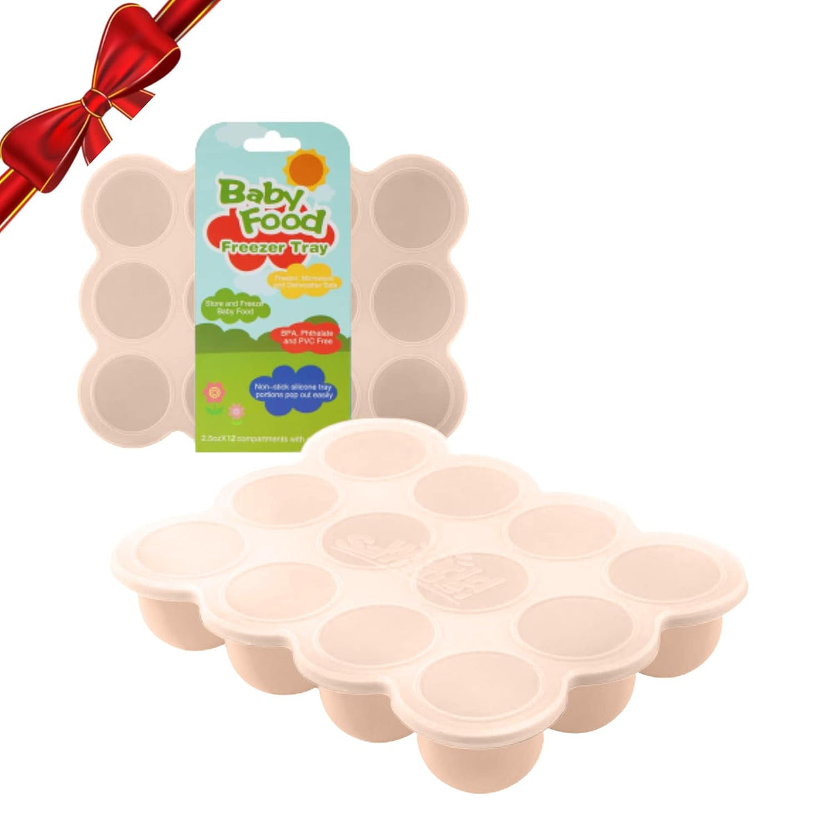 Baby Food Storage Container, 12 Portions x 2.5oz - BPA Free Silicone Freezer Tray with Clip-On Lid for Breast Milk Storage, Homemade Baby Food, Vegetable & Fruit Purees - Blue