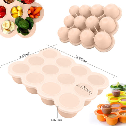 Baby Food Storage Container, 12 Portions x 2.5oz - BPA Free Silicone Freezer Tray with Clip-On Lid for Breast Milk Storage, Homemade Baby Food, Vegetable & Fruit Purees - Blue