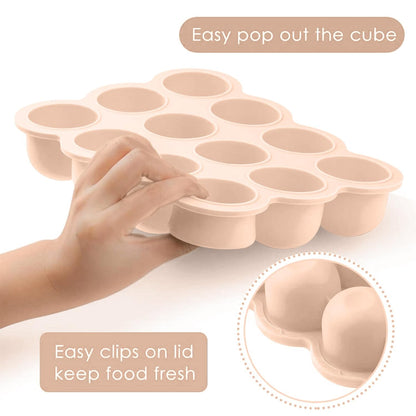Baby Food Storage Container, 12 Portions x 2.5oz - BPA Free Silicone Freezer Tray with Clip-On Lid for Breast Milk Storage, Homemade Baby Food, Vegetable & Fruit Purees - Blue
