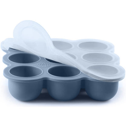 Baby Food Storage Container, 12 Portions x 2.5oz - BPA Free Silicone Freezer Tray with Clip-On Lid for Breast Milk Storage, Homemade Baby Food, Vegetable & Fruit Purees - Blue