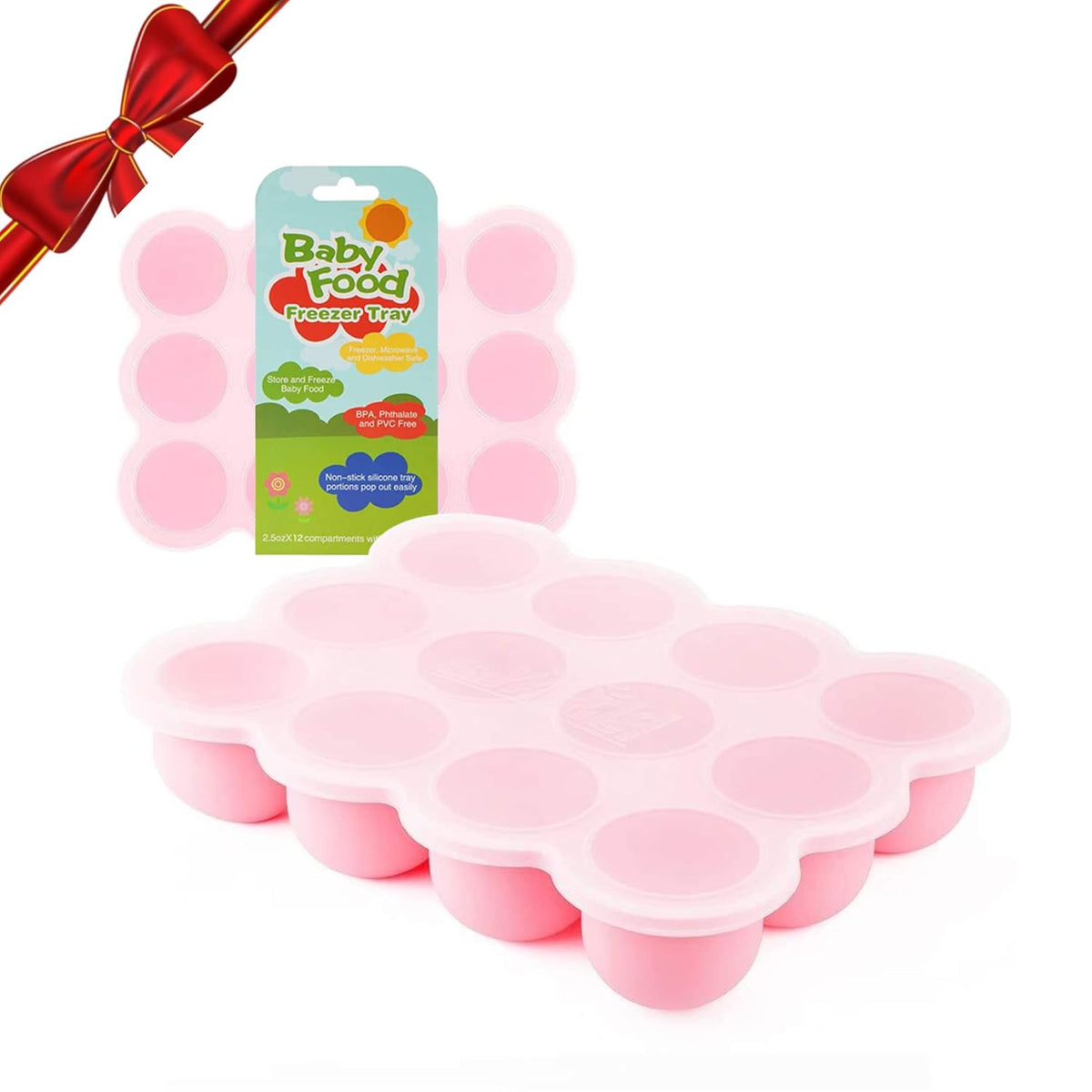 Baby Food Storage Container, 12 Portions x 2.5oz - BPA Free Silicone Freezer Tray with Clip-On Lid for Breast Milk Storage, Homemade Baby Food, Vegetable & Fruit Purees - Blue