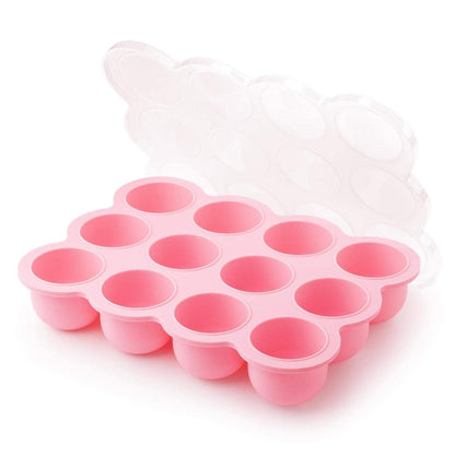 Baby Food Storage Container, 12 Portions x 2.5oz - BPA Free Silicone Freezer Tray with Clip-On Lid for Breast Milk Storage, Homemade Baby Food, Vegetable & Fruit Purees - Blue