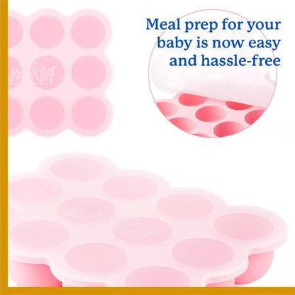 Baby Food Storage Container, 12 Portions x 2.5oz - BPA Free Silicone Freezer Tray with Clip-On Lid for Breast Milk Storage, Homemade Baby Food, Vegetable & Fruit Purees - Blue