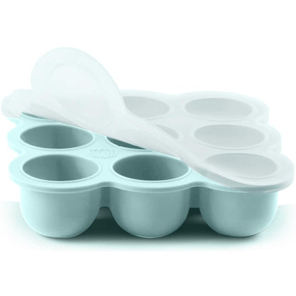 Baby Food Storage Container, 12 Portions x 2.5oz - BPA Free Silicone Freezer Tray with Clip-On Lid for Breast Milk Storage, Homemade Baby Food, Vegetable & Fruit Purees - Blue