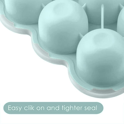 Baby Food Storage Container, 12 Portions x 2.5oz - BPA Free Silicone Freezer Tray with Clip-On Lid for Breast Milk Storage, Homemade Baby Food, Vegetable & Fruit Purees - Blue
