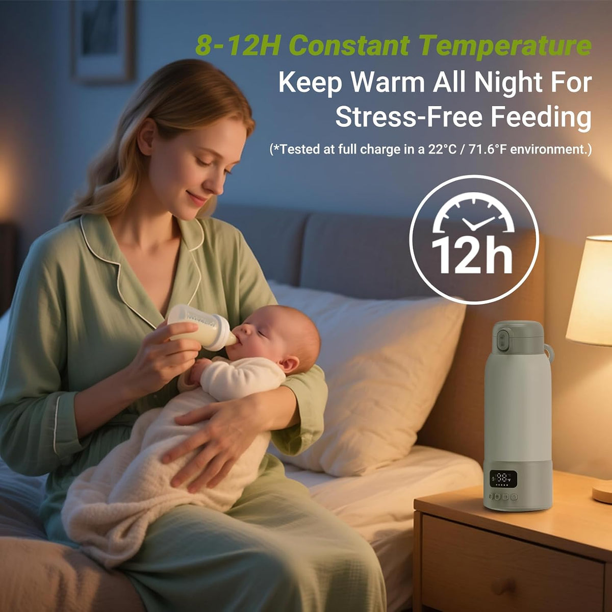 Portable Bottle Warmer, 17oz Large Capacity Milk Warmer for Baby, Fast Heating for Breast Milk & Formula & Water, Long Battery Life Portable Milk Warmer for Travel with Pasteurization, Purple