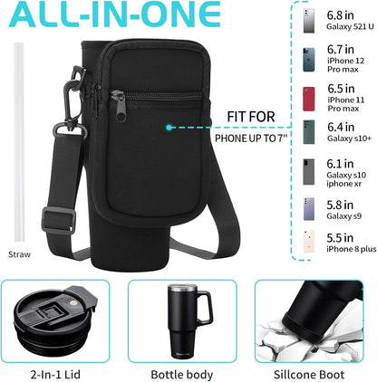 Insulated Tumbler with Straw and Sleeve - Leakproof Water Bottle Fits in Cup Holder, Stainless Steel Cup Coffee Mug Travel Tumbler with Lid, Cold for 36 Hrs/Hot for 12 Hrs