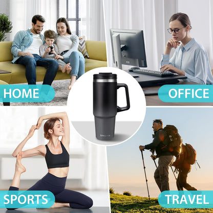 Insulated Tumbler with Straw and Sleeve - Leakproof Water Bottle Fits in Cup Holder, Stainless Steel Cup Coffee Mug Travel Tumbler with Lid, Cold for 36 Hrs/Hot for 12 Hrs