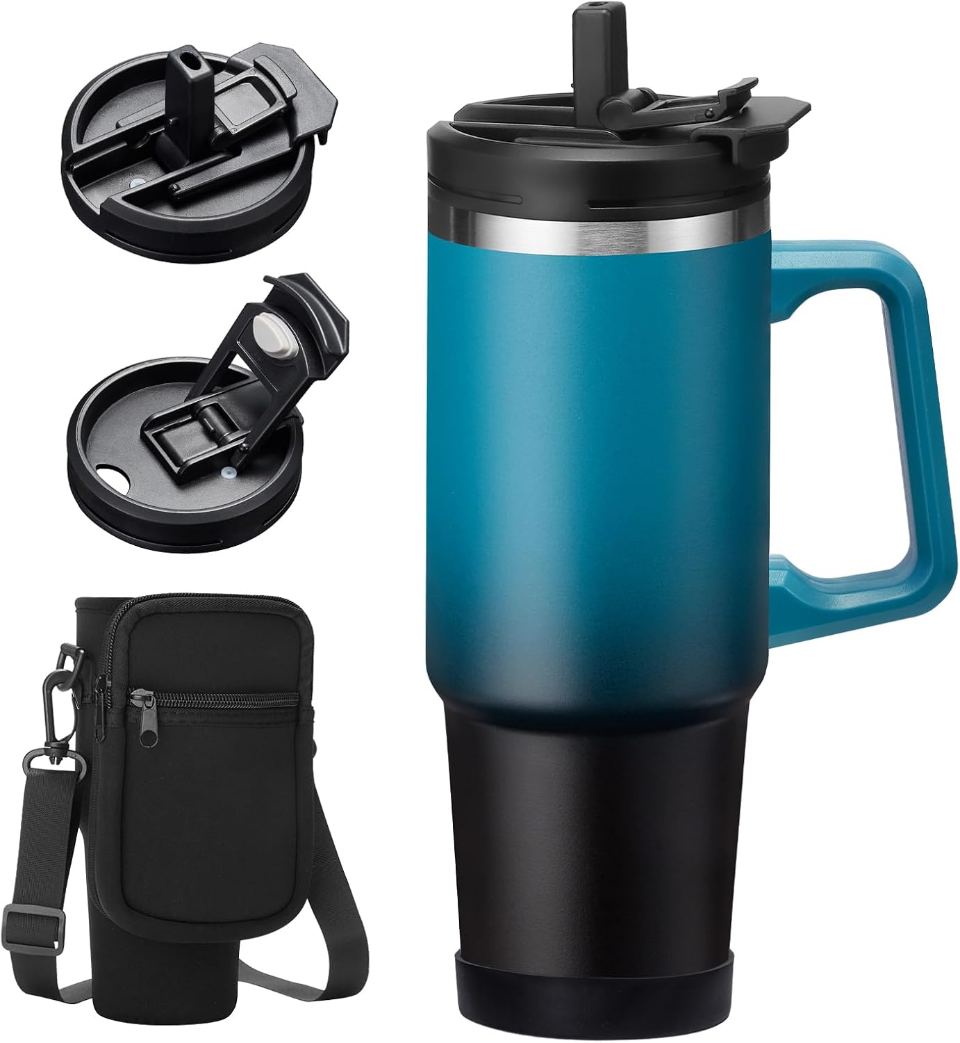 Insulated Tumbler with Straw and Sleeve - Leakproof Water Bottle Fits in Cup Holder, Stainless Steel Cup Coffee Mug Travel Tumbler with Lid, Cold for 36 Hrs/Hot for 12 Hrs