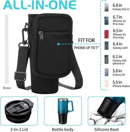 Insulated Tumbler with Straw and Sleeve - Leakproof Water Bottle Fits in Cup Holder, Stainless Steel Cup Coffee Mug Travel Tumbler with Lid, Cold for 36 Hrs/Hot for 12 Hrs