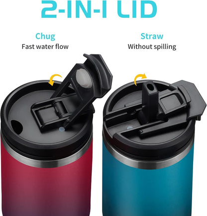 Insulated Tumbler with Straw and Sleeve - Leakproof Water Bottle Fits in Cup Holder, Stainless Steel Cup Coffee Mug Travel Tumbler with Lid, Cold for 36 Hrs/Hot for 12 Hrs