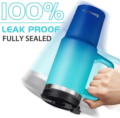 Insulated Tumbler with Straw and Sleeve - Leakproof Water Bottle Fits in Cup Holder, Stainless Steel Cup Coffee Mug Travel Tumbler with Lid, Cold for 36 Hrs/Hot for 12 Hrs