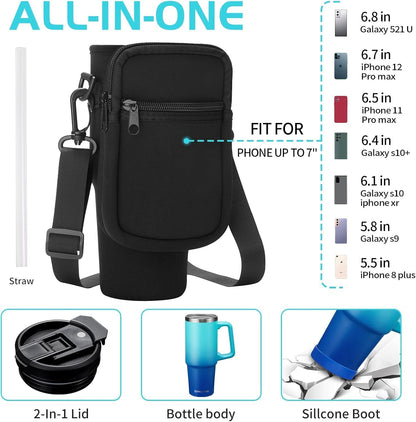 Insulated Tumbler with Straw and Sleeve - Leakproof Water Bottle Fits in Cup Holder, Stainless Steel Cup Coffee Mug Travel Tumbler with Lid, Cold for 36 Hrs/Hot for 12 Hrs