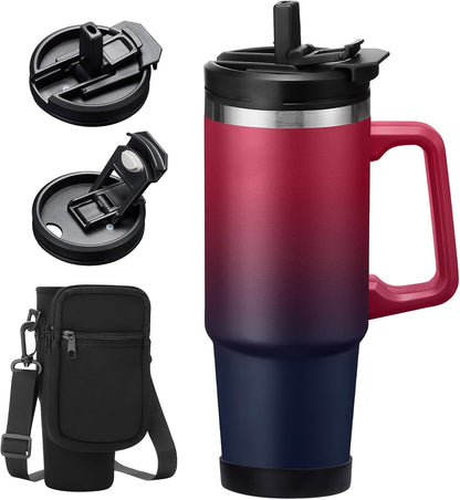 Insulated Tumbler with Straw and Sleeve - Leakproof Water Bottle Fits in Cup Holder, Stainless Steel Cup Coffee Mug Travel Tumbler with Lid, Cold for 36 Hrs/Hot for 12 Hrs