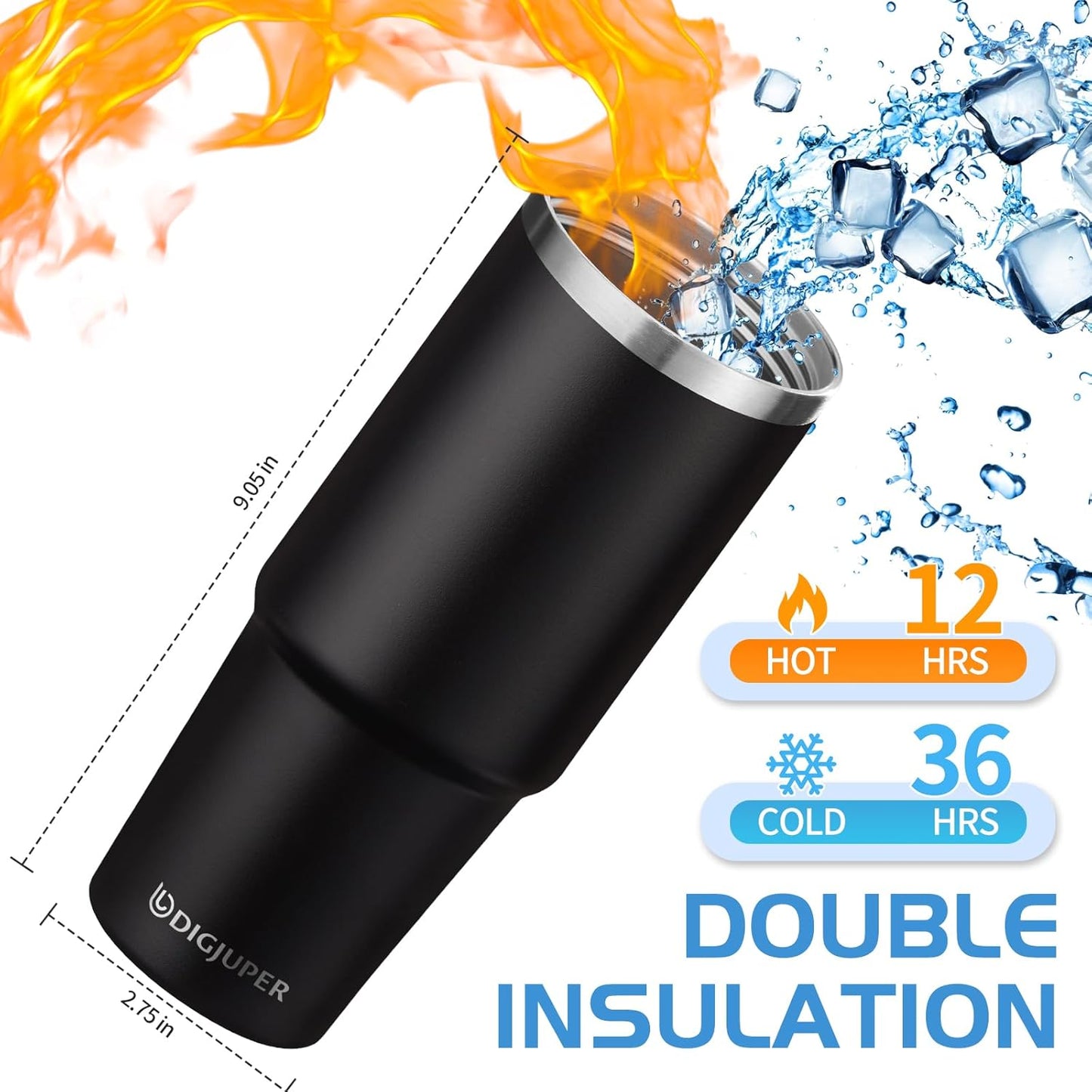 Insulated Tumbler with Straw and Sleeve - Leakproof Water Bottle Fits in Cup Holder, Stainless Steel Cup Coffee Mug Travel Tumbler with Lid, Cold for 36 Hrs/Hot for 12 Hrs