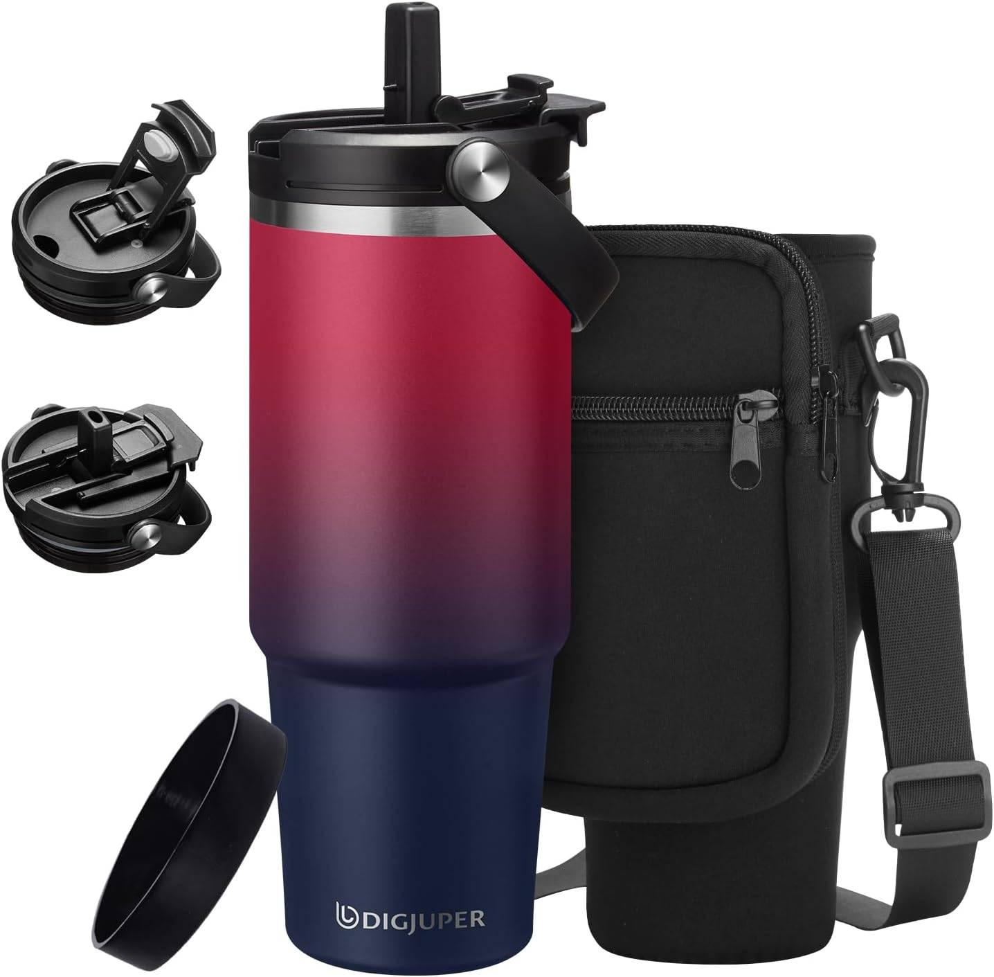 Insulated Tumbler with Straw and Sleeve - Leakproof Water Bottle Fits in Cup Holder, Stainless Steel Cup Coffee Mug Travel Tumbler with Lid, Cold for 36 Hrs/Hot for 12 Hrs