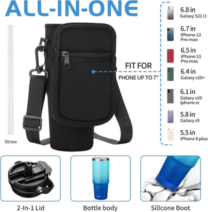 Insulated Tumbler with Straw and Sleeve - Leakproof Water Bottle Fits in Cup Holder, Stainless Steel Cup Coffee Mug Travel Tumbler with Lid, Cold for 36 Hrs/Hot for 12 Hrs
