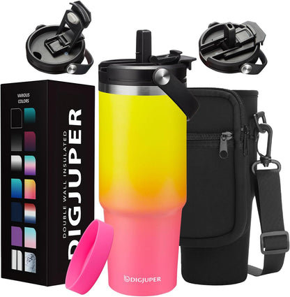 Insulated Tumbler with Straw and Sleeve - Leakproof Water Bottle Fits in Cup Holder, Stainless Steel Cup Coffee Mug Travel Tumbler with Lid, Cold for 36 Hrs/Hot for 12 Hrs