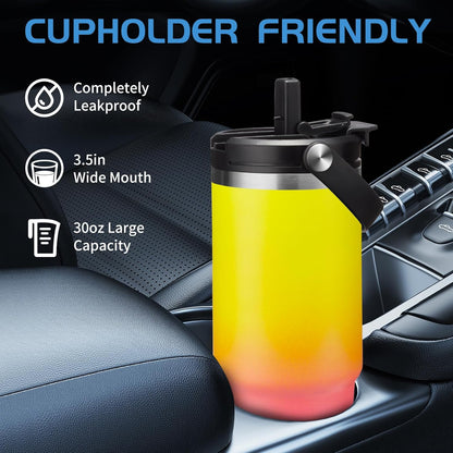 Insulated Tumbler with Straw and Sleeve - Leakproof Water Bottle Fits in Cup Holder, Stainless Steel Cup Coffee Mug Travel Tumbler with Lid, Cold for 36 Hrs/Hot for 12 Hrs