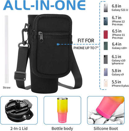 Insulated Tumbler with Straw and Sleeve - Leakproof Water Bottle Fits in Cup Holder, Stainless Steel Cup Coffee Mug Travel Tumbler with Lid, Cold for 36 Hrs/Hot for 12 Hrs