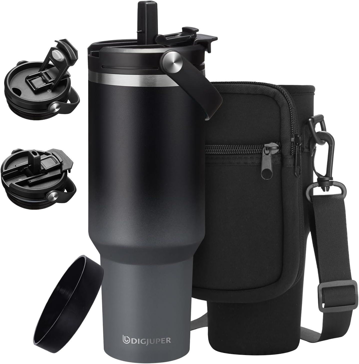 Insulated Tumbler with Straw and Sleeve - Leakproof Water Bottle Fits in Cup Holder, Stainless Steel Cup Coffee Mug Travel Tumbler with Lid, Cold for 36 Hrs/Hot for 12 Hrs