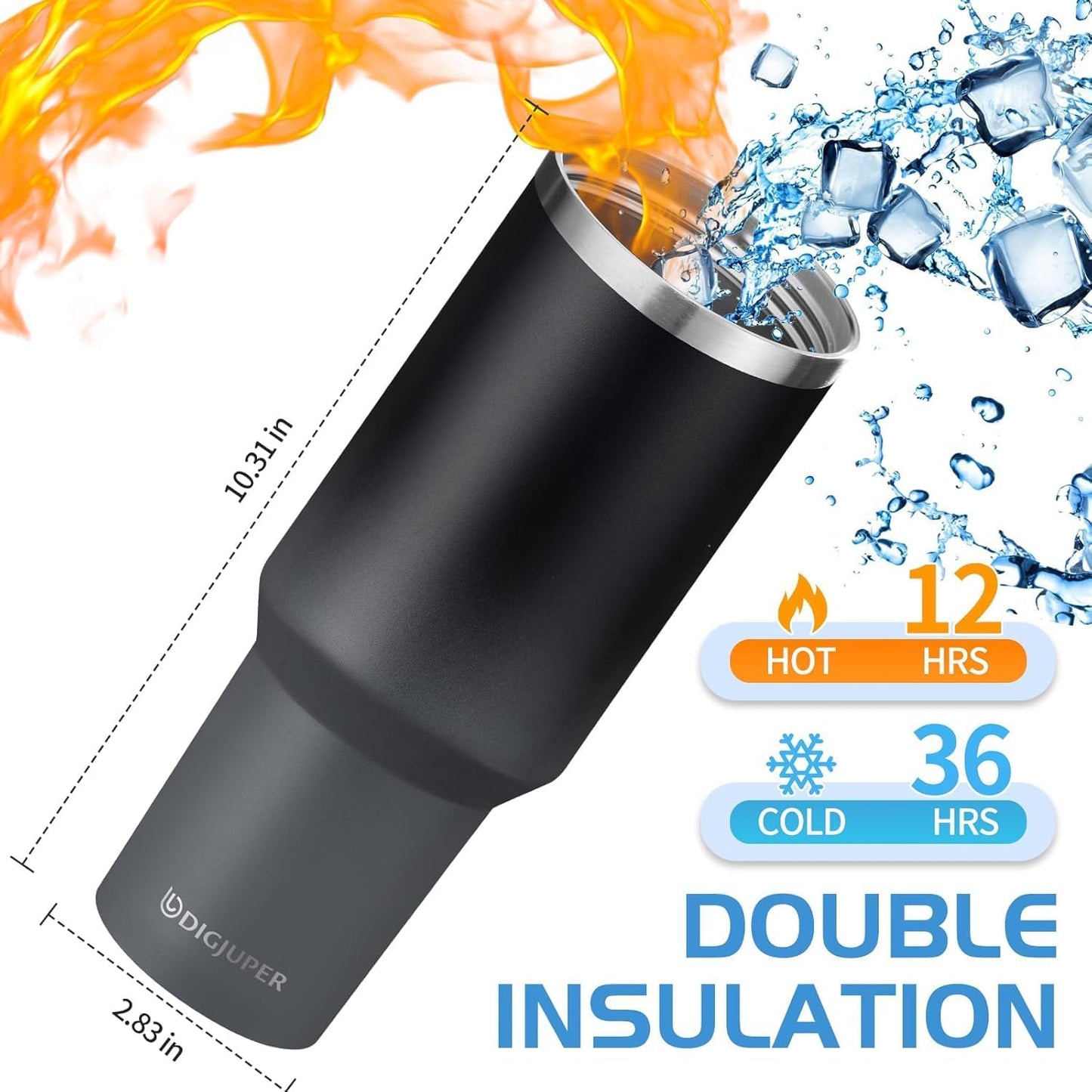 Insulated Tumbler with Straw and Sleeve - Leakproof Water Bottle Fits in Cup Holder, Stainless Steel Cup Coffee Mug Travel Tumbler with Lid, Cold for 36 Hrs/Hot for 12 Hrs