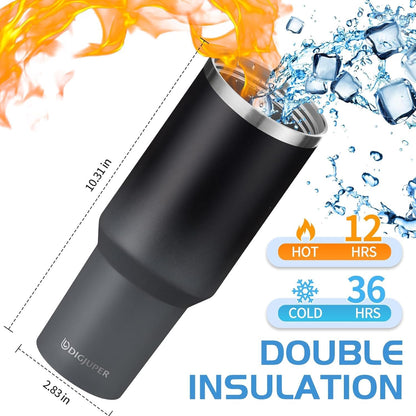 Insulated Tumbler with Straw and Sleeve - Leakproof Water Bottle Fits in Cup Holder, Stainless Steel Cup Coffee Mug Travel Tumbler with Lid, Cold for 36 Hrs/Hot for 12 Hrs
