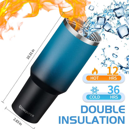 Insulated Tumbler with Straw and Sleeve - Leakproof Water Bottle Fits in Cup Holder, Stainless Steel Cup Coffee Mug Travel Tumbler with Lid, Cold for 36 Hrs/Hot for 12 Hrs