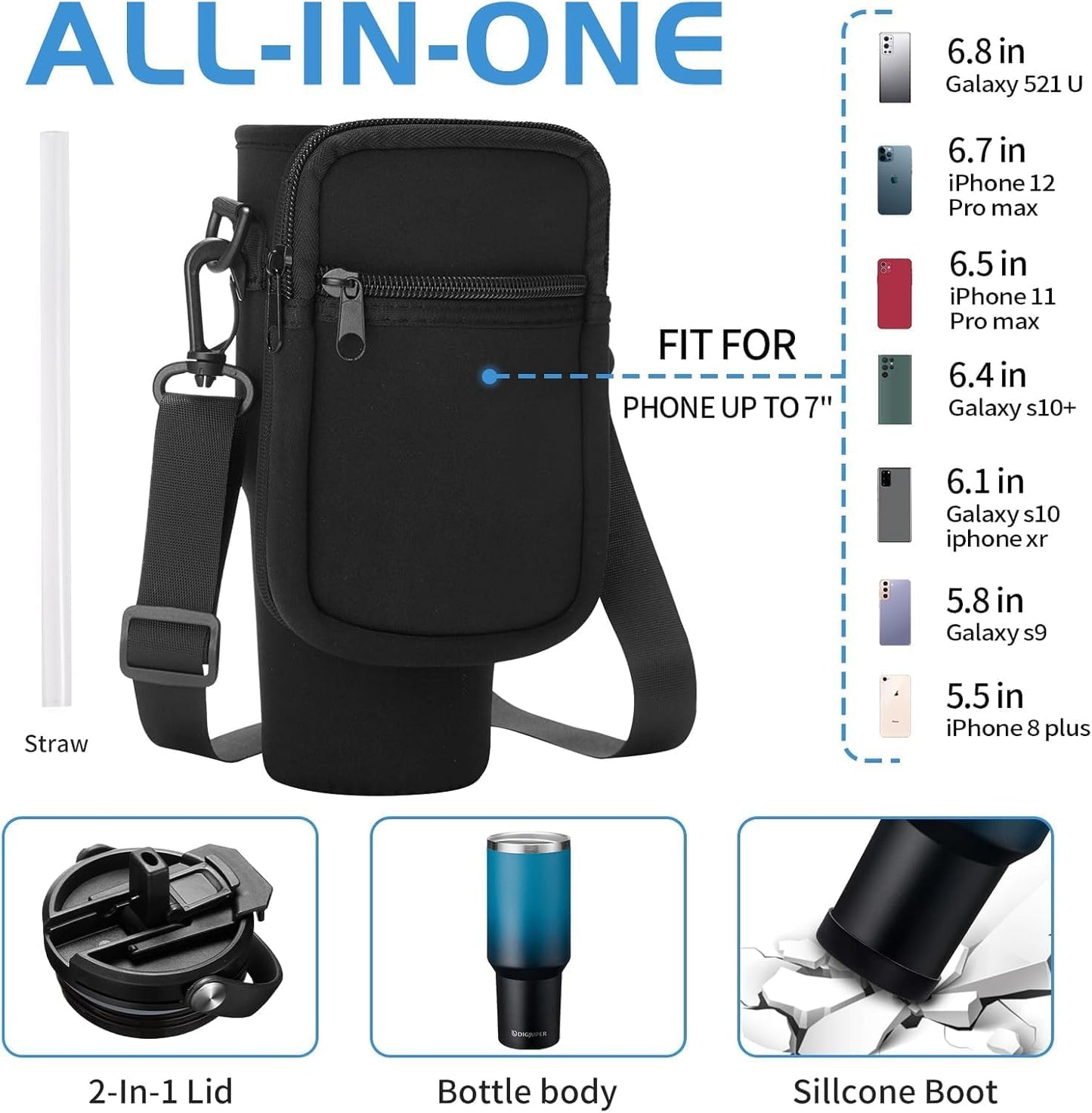 Insulated Tumbler with Straw and Sleeve - Leakproof Water Bottle Fits in Cup Holder, Stainless Steel Cup Coffee Mug Travel Tumbler with Lid, Cold for 36 Hrs/Hot for 12 Hrs