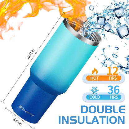 Insulated Tumbler with Straw and Sleeve - Leakproof Water Bottle Fits in Cup Holder, Stainless Steel Cup Coffee Mug Travel Tumbler with Lid, Cold for 36 Hrs/Hot for 12 Hrs