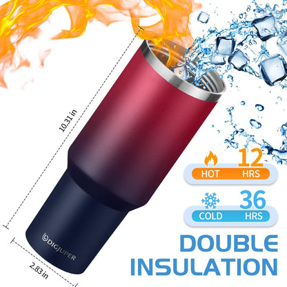 Insulated Tumbler with Straw and Sleeve - Leakproof Water Bottle Fits in Cup Holder, Stainless Steel Cup Coffee Mug Travel Tumbler with Lid, Cold for 36 Hrs/Hot for 12 Hrs