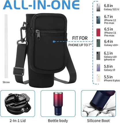 Insulated Tumbler with Straw and Sleeve - Leakproof Water Bottle Fits in Cup Holder, Stainless Steel Cup Coffee Mug Travel Tumbler with Lid, Cold for 36 Hrs/Hot for 12 Hrs