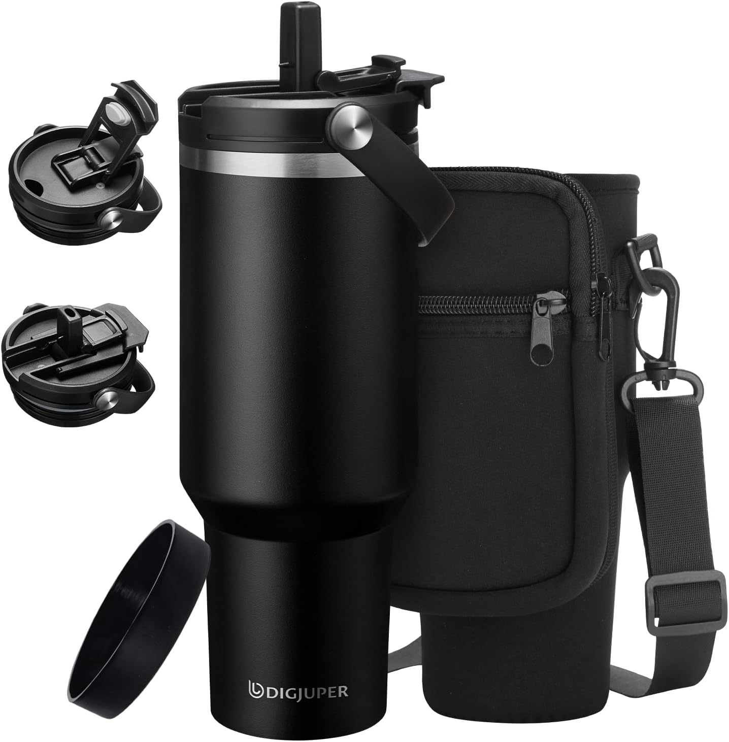 Insulated Tumbler with Straw and Sleeve - Leakproof Water Bottle Fits in Cup Holder, Stainless Steel Cup Coffee Mug Travel Tumbler with Lid, Cold for 36 Hrs/Hot for 12 Hrs