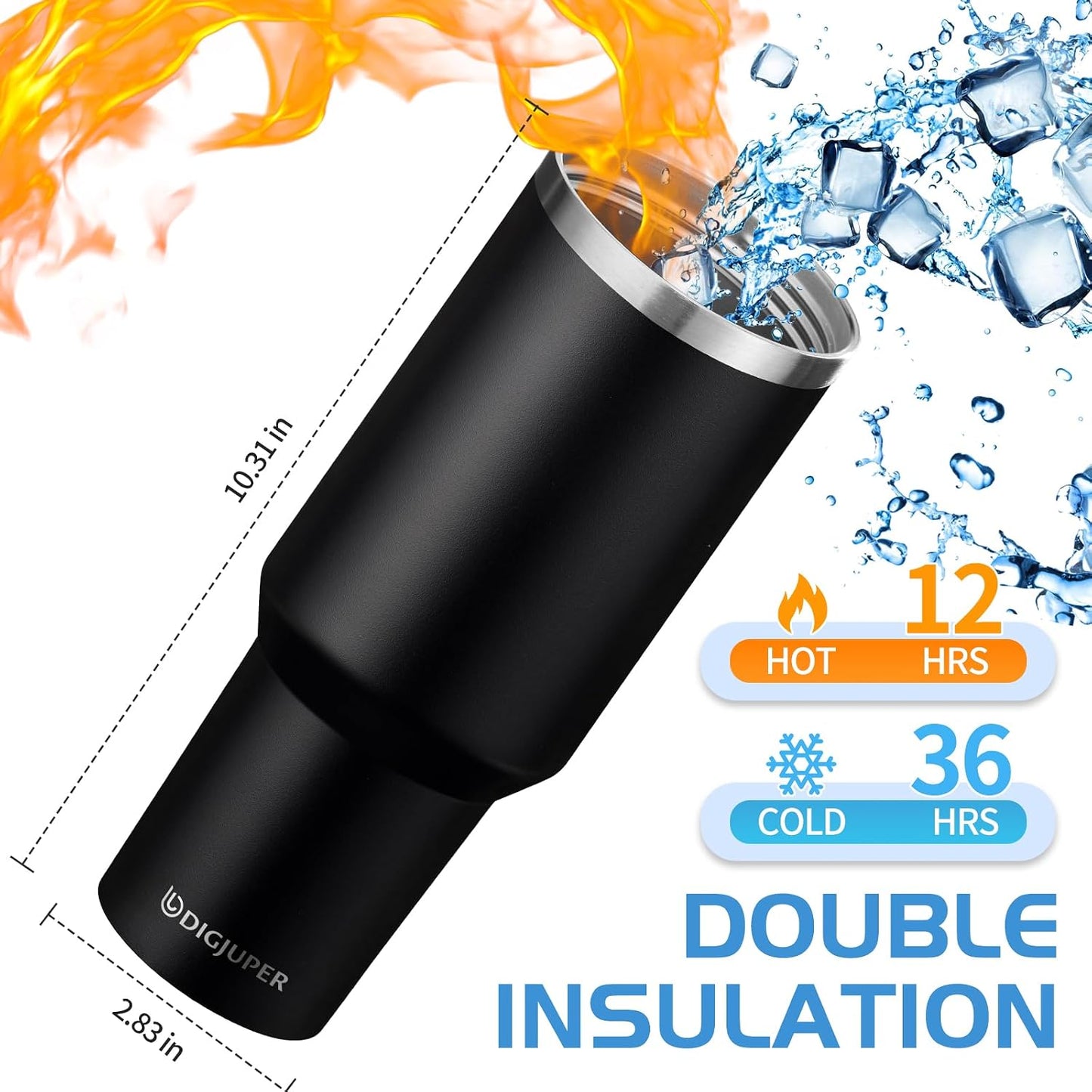 Insulated Tumbler with Straw and Sleeve - Leakproof Water Bottle Fits in Cup Holder, Stainless Steel Cup Coffee Mug Travel Tumbler with Lid, Cold for 36 Hrs/Hot for 12 Hrs