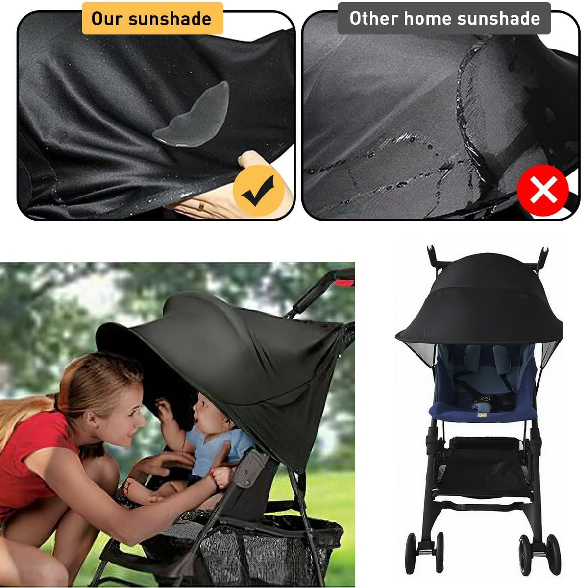 Baby Stroller Sun Shade Sun Protection Shade for Strollers Car Seats Pram Pushchair Buggy Stroller Sunshade Parasol Sun Rain Shades Canopy Cover Awning Anti-UV Toddlers Strollers Canopy Sunshade