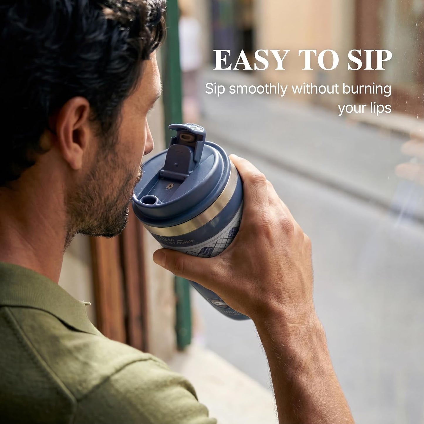13 oz Travel Coffee Tumbler – 6H hot / 12H cold, Mig-White | 18/10 Stainless Steel, double wall vacuum insulation, keeps hot 6h & cold 12h, BPA free, ideal for office, camping, commutes