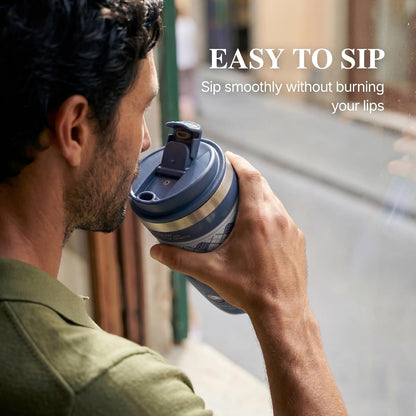 13 oz Travel Coffee Tumbler – 6H hot / 12H cold, Mig-White | 18/10 Stainless Steel, double wall vacuum insulation, keeps hot 6h & cold 12h, BPA free, ideal for office, camping, commutes