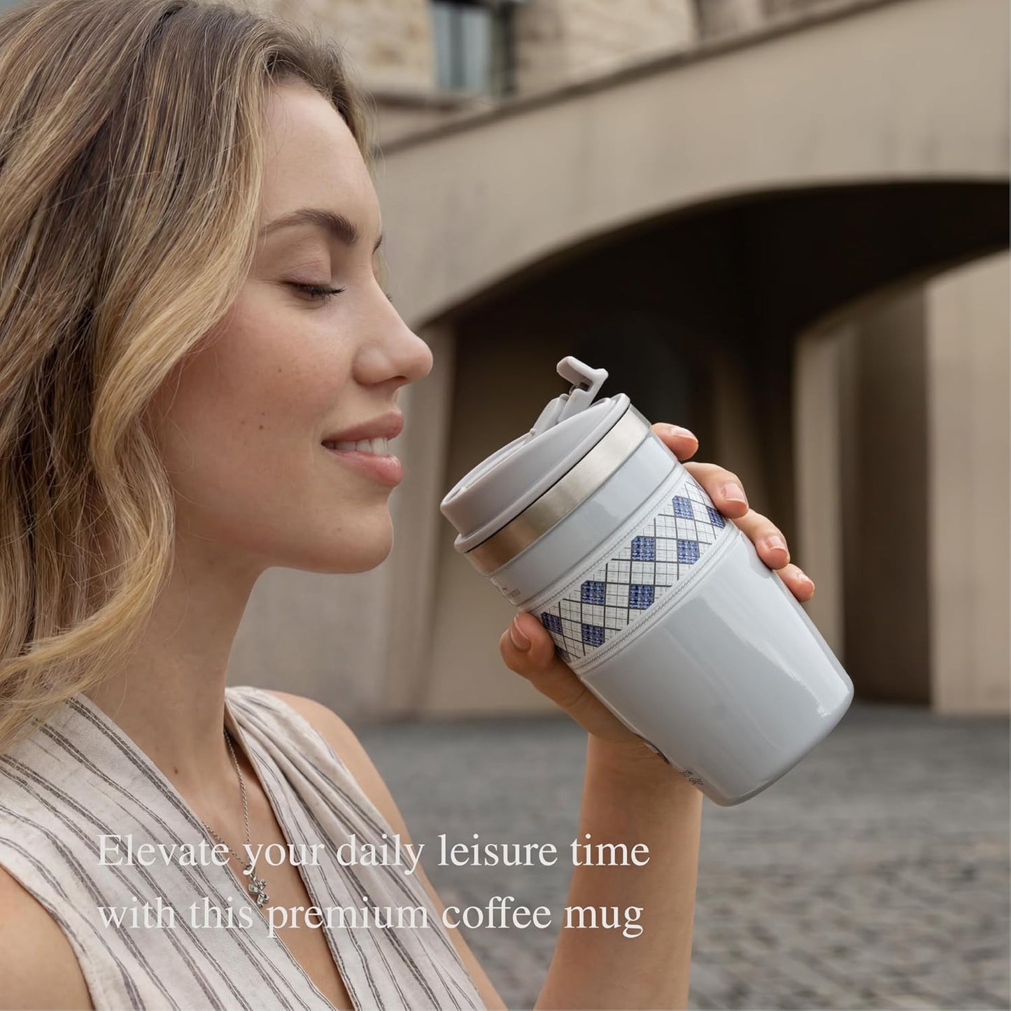 13 oz Travel Coffee Tumbler – 6H hot / 12H cold, Mig-White | 18/10 Stainless Steel, double wall vacuum insulation, keeps hot 6h & cold 12h, BPA free, ideal for office, camping, commutes