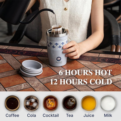 13 oz Travel Coffee Tumbler – 6H hot / 12H cold, Mig-White | 18/10 Stainless Steel, double wall vacuum insulation, keeps hot 6h & cold 12h, BPA free, ideal for office, camping, commutes