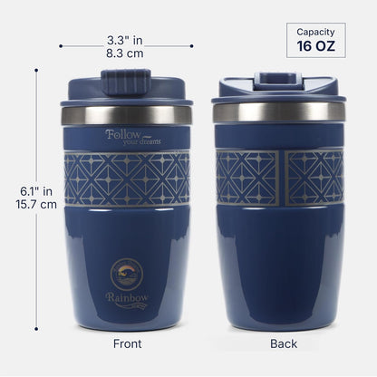 13 oz Travel Coffee Tumbler – 6H hot / 12H cold, Mig-White | 18/10 Stainless Steel, double wall vacuum insulation, keeps hot 6h & cold 12h, BPA free, ideal for office, camping, commutes