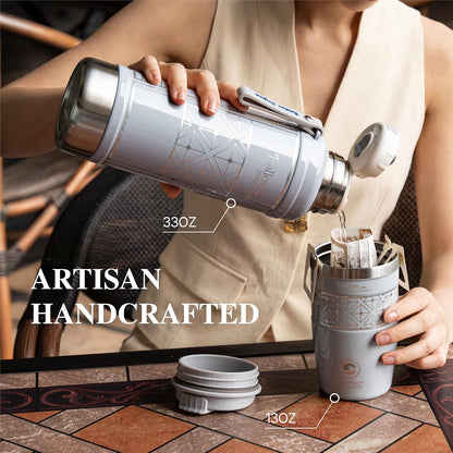 13 oz Travel Coffee Tumbler – 6H hot / 12H cold, Mig-White | 18/10 Stainless Steel, double wall vacuum insulation, keeps hot 6h & cold 12h, BPA free, ideal for office, camping, commutes
