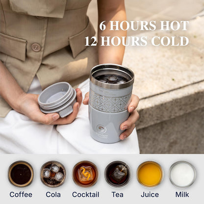 13 oz Travel Coffee Tumbler – 6H hot / 12H cold, Mig-White | 18/10 Stainless Steel, double wall vacuum insulation, keeps hot 6h & cold 12h, BPA free, ideal for office, camping, commutes