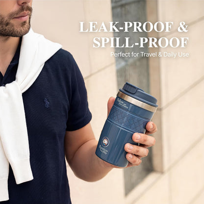 13 oz Travel Coffee Tumbler – 6H hot / 12H cold, Mig-White | 18/10 Stainless Steel, double wall vacuum insulation, keeps hot 6h & cold 12h, BPA free, ideal for office, camping, commutes