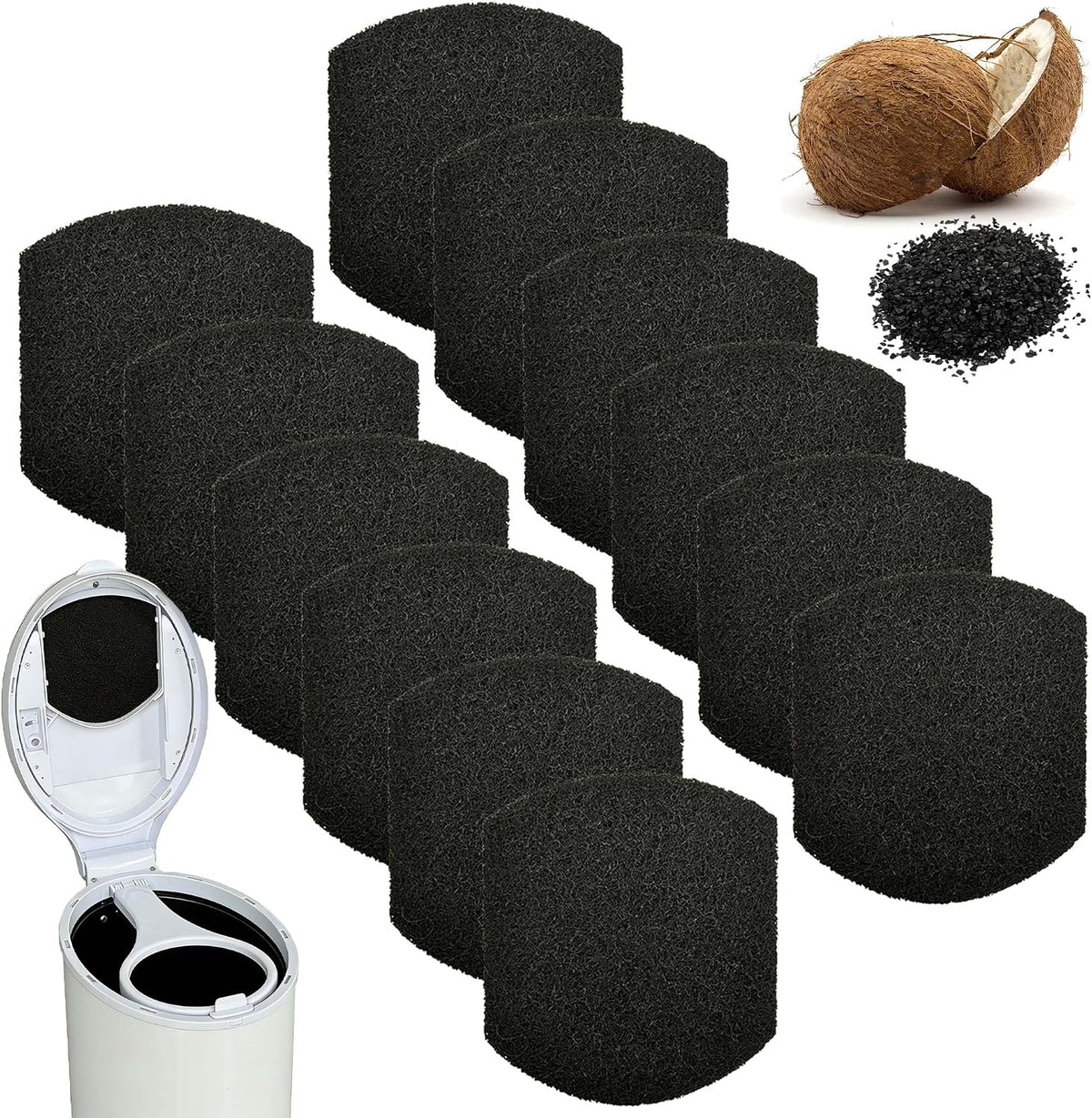 12PCS Activated Charcoal Filter Refills for Ubbi Diaper Pails