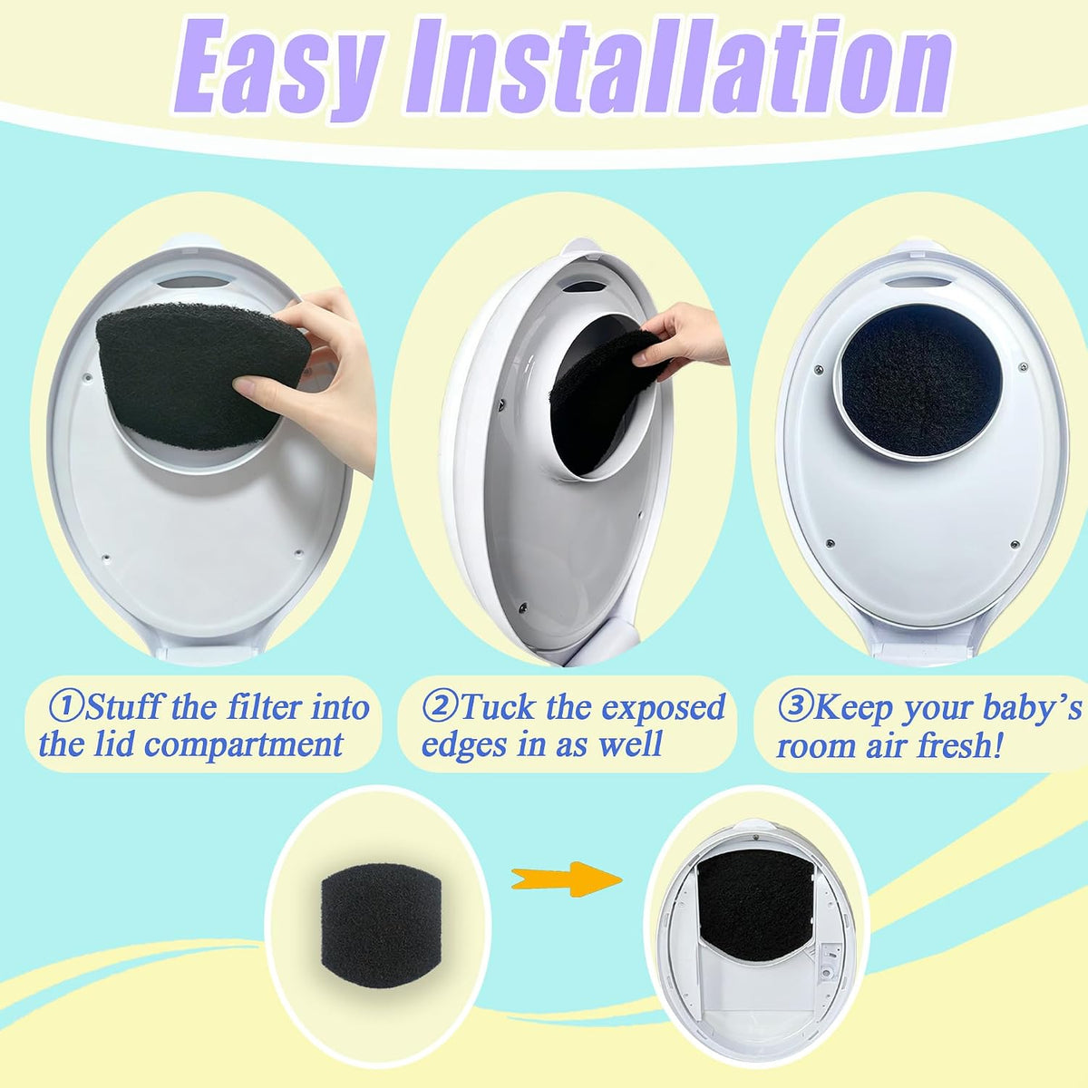 12PCS Activated Charcoal Filter Refills for Ubbi Diaper Pails