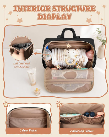 Diaper Bag Backpack with Changing Pad, Baby Diaper Bag, Camel